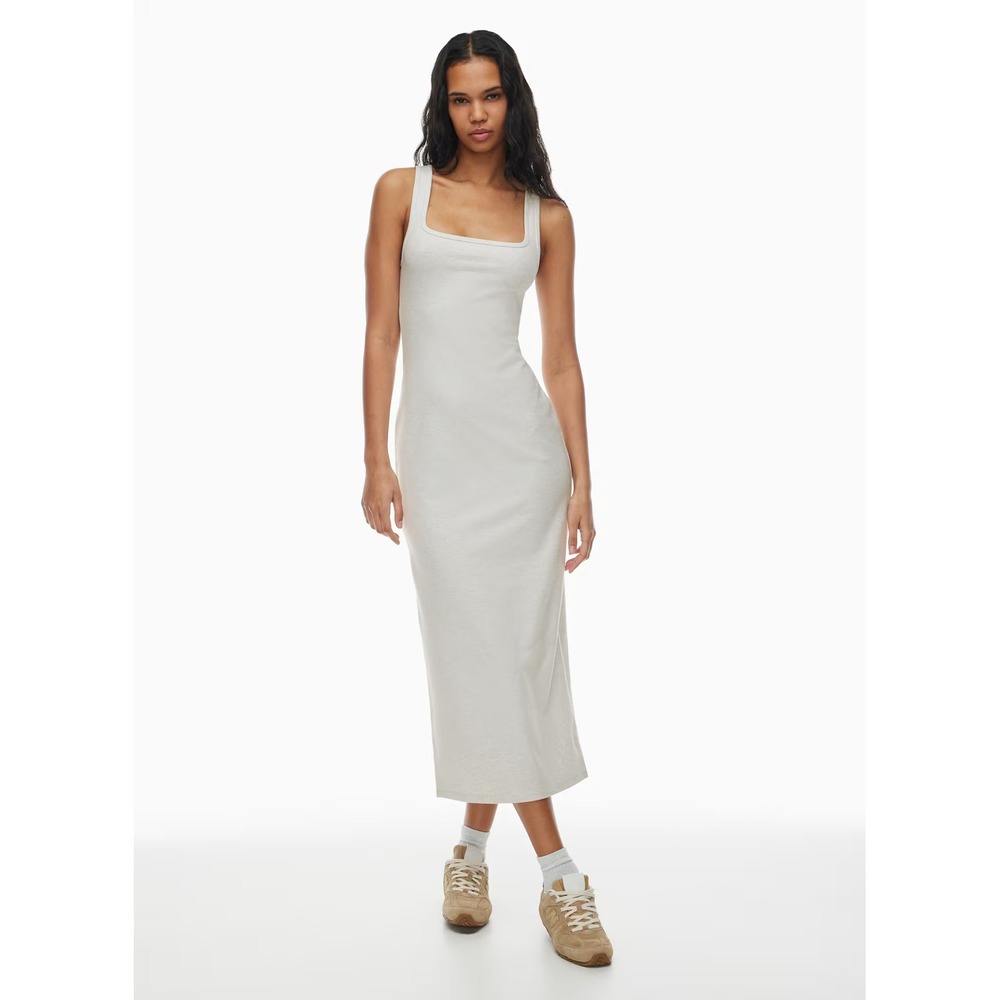 NWT Aritzia TNA Hold-It Restore Stretch Jersey Maxi Dress Heather Cloud White S